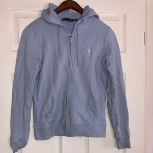 light blue polo zip up